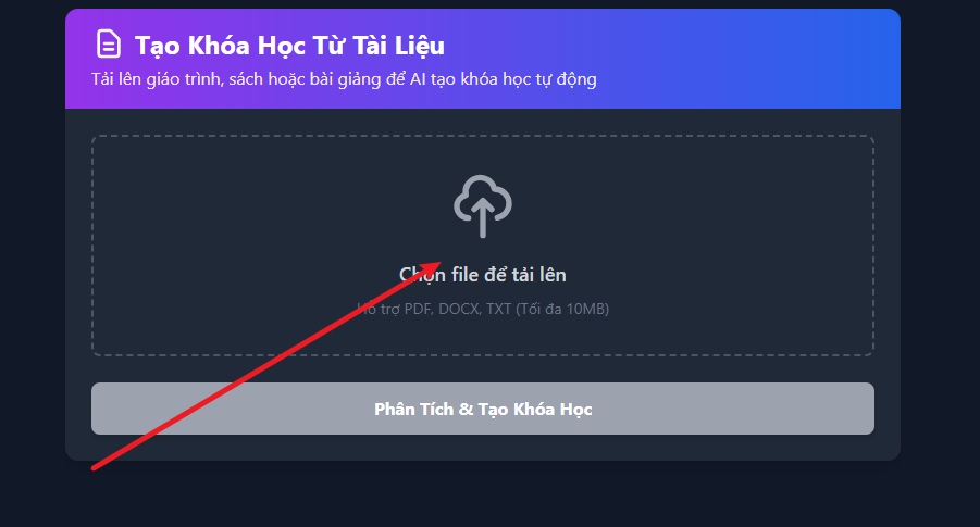 Giao diện upload tài liệu
