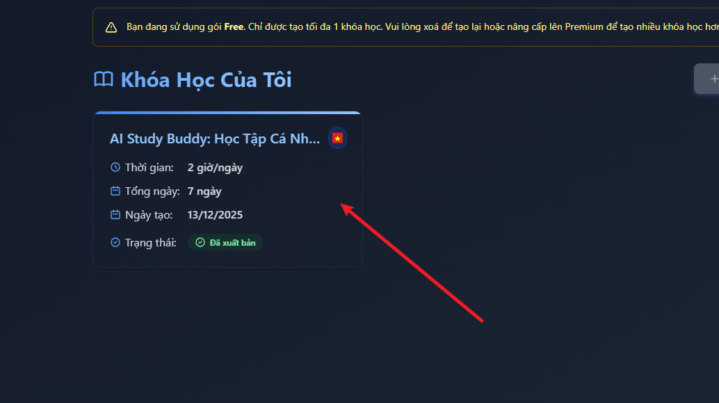 Khóa học đã được tạo thành công